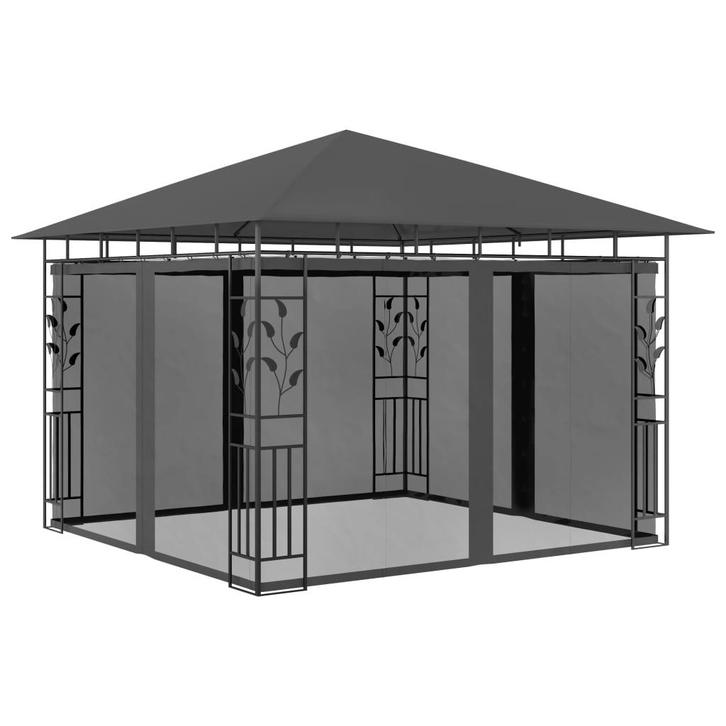 vidaXL Prieel met klamboe 180 g/m² 3x3x2,73 m antraciet, Tuin en Terras, Partytenten, Nieuw, Verzenden