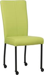 Felgroene leren moderne eetkamerstoel - poot vierkant zwart, Huis en Inrichting, Stoelen, Overige kleuren, Nieuw, Leer, Ophalen of Verzenden