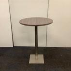 Sta-tafel rond Ø 80 cm, hoogte 114 cm, bruin eiken - RVS, Gebruikt, Ophalen of Verzenden