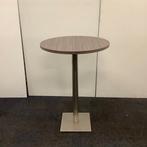 Sta-tafel rond Ø 80 cm, hoogte 114 cm, bruin eiken - RVS, Ophalen of Verzenden, Gebruikt