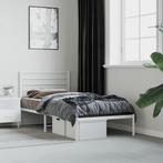 vidaXL Bedframe met hoofdbord metaal wit 75 x 190 cm, Huis en Inrichting, Slaapkamer | Bedden, Nieuw, Eenpersoons, Verzenden