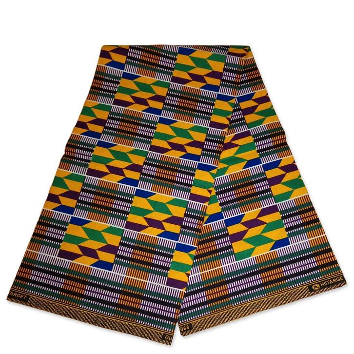 Afrikaanse Kente stof / kente print stof KT-3109 - 100% kato, Hobby en Vrije tijd, Stoffen en Lappen, Nieuw, Ophalen of Verzenden