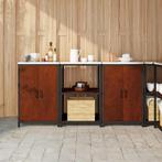 vidaXL Keukenopslag set met plank met opslag 3 pcs Roestig, Verzenden, Nieuw, Bruin