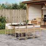 vidaXL 7-delige Tuinset met kussens poly rattan beige, 6 zitplaatsen, Nieuw, Tuinset, Verzenden