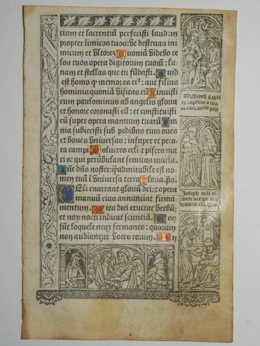 Vostre - Leaf from a book of hours, printed on vellum - 1502, Antiek en Kunst, Antiek | Boeken en Bijbels