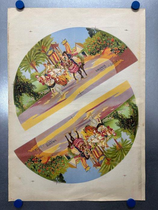 Joaquin Sorolla - Litho - Cartel Publicidad, Abanicos,, Antiek en Kunst, Kunst | Tekeningen en Foto's