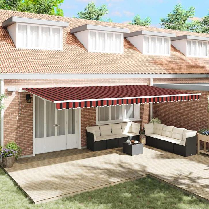 vidaXL Inklapbaar Zonnescherm met Oranje en bruin 600 ×350, Tuin en Terras, Zonneschermen, Nieuw, Verzenden
