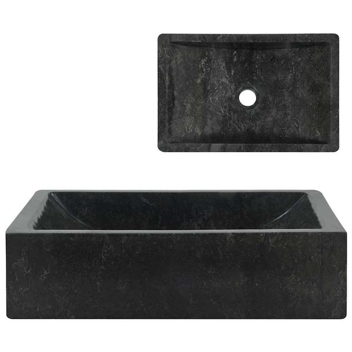 Marmer Wastafel Zwart Hoogglans | Tweedekansje | Badkamer..., Huis en Inrichting, Badkamer | Badkamermeubels, 25 tot 50 cm, Nieuw