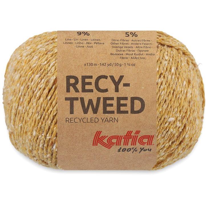 Katia Recy-Tweed - 81 Okergeel - Gerecycled Tweedgaren, Hobby en Vrije tijd, Breien en Haken, Ophalen of Verzenden