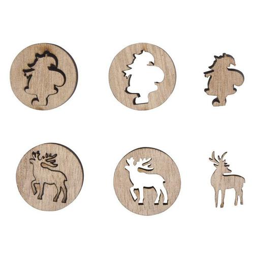 Houten strooideco rendier +santa 27mm ø 24 st, Hobby en Vrije tijd, Knutselen, Nieuw, Ophalen of Verzenden