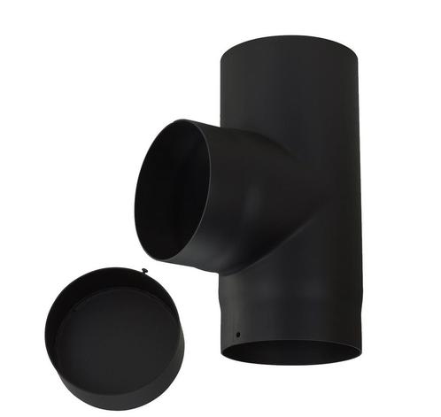Kachelpijp enkelwandig T-stuk + dop Ø180mm, Huis en Inrichting, Kachels, Vrijstaand, Nieuw, Hout, Ophalen of Verzenden