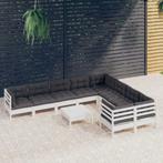 vidaXL 10-delige Loungeset met kussens grenenhout wit, Tuin en Terras, Tuinsets en Loungesets, Verzenden, Nieuw, 6 zitplaatsen