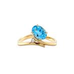 Gouden ring met topaas en diamant 18 krt, Sieraden, Tassen en Uiterlijk, Ringen, Ophalen of Verzenden, Nieuw