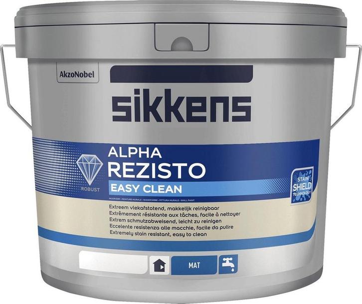 Sikkens Alpha Rezisto Easy Clean Wit 10L, Doe-het-zelf en Verbouw, Verf, Beits en Lak, Verf, Wit, Nieuw, 5 tot 10 liter, Verzenden