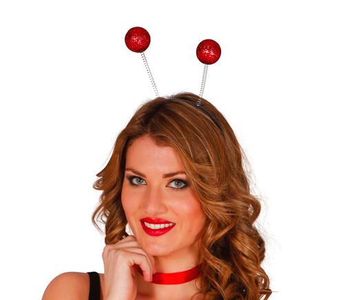 Haarband Bollen Rode Glitter, Hobby en Vrije tijd, Feestartikelen, Nieuw, Verzenden
