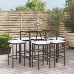 vidaXL 7-delige Tuinbarset met kussens poly rattan zwart, Verzenden, Nieuw, Rotan, 6 zitplaatsen
