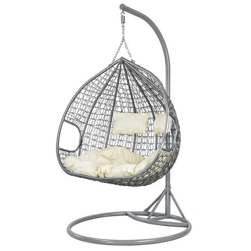 Hangstoel met frame - ei stoel voor 2 personen - grijs beige, Huis en Inrichting, Stoelen, Nieuw, Ophalen of Verzenden