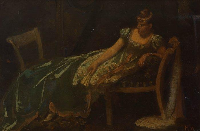 Marie Wandscheer (1856-1936) - Stilleven met liggende vrouw, Antiek en Kunst, Kunst | Schilderijen | Klassiek