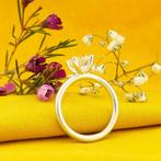 Witgouden Phlox ring gezet met Lemonquartz en diamant;..., Sieraden, Tassen en Uiterlijk, Gebruikt, Overige kleuren, 19 tot 20