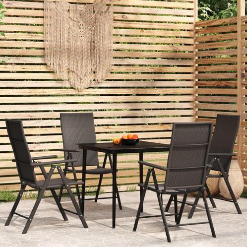 vidaXL 5-delige Tuinset zwart, Tuin en Terras, Tuinsets en Loungesets, Tuinset, Nieuw, 4 zitplaatsen, Rvs, Verzenden