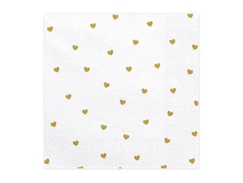 Witte Servetten met gouden hartjes 20 stuks, Kleding | Dames, Carnavalskleding en Feestkleding, Nieuw, Ophalen of Verzenden