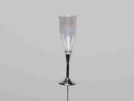 Champagne glas op steker 7, 5 cm. clear zilver doos 12st, Huis en Inrichting, Woonaccessoires | Kunstplanten en Kunstbloemen, Nieuw