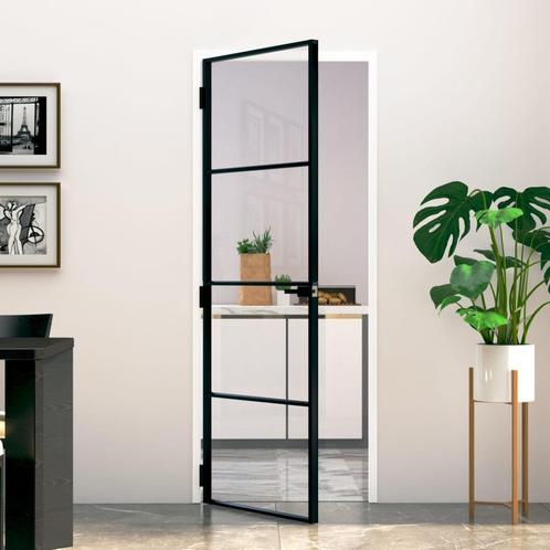 vidaXL Binnendeur 76x201,5 cm gehard glas en aluminium smal, Doe-het-zelf en Verbouw, Deuren en Horren, Nieuw, Verzenden