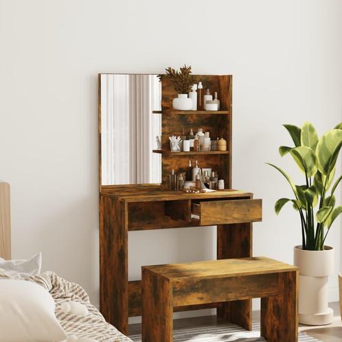vidaXL Kaptafel met spiegel 74,5x40x141 cm gerookt, Huis en Inrichting, Tafels | Salontafels, 50 tot 100 cm, Nieuw, Overige houtsoorten