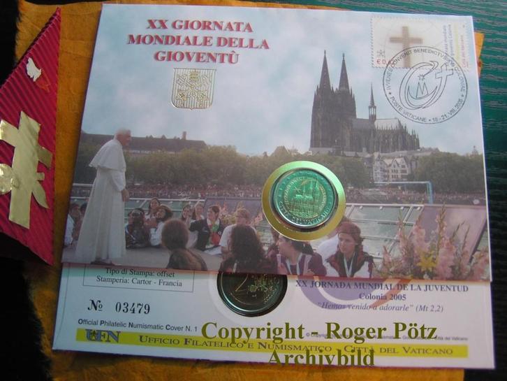 Vatikan 2 Euro 2005 Koelner Dom im offiziellen Numisbrief, Postzegels en Munten, Munten | Europa | Euromunten, Verzenden