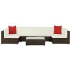 vidaXL 7-delige Loungeset met kussens poly rattan bruin, Nieuw, Loungeset, 7 zitplaatsen, Verzenden