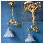 Lamp - Brons, Glas - Hanglamp cupido, Antiek en Kunst