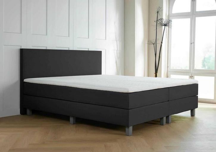 ACTIE! Boxspring Turijn 180 200 Zwart, Huis en Inrichting, Slaapkamer | Boxsprings, 180 cm, 200 cm, Zwart, Tweepersoons, Nieuw