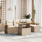 vidaXL 6-delige Loungeset met kussens poly rattan beige, Tuin en Terras, Tuinsets en Loungesets, Verzenden, Nieuw, Rotan, Loungeset