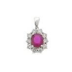 18 Krt. Witgouden hanger met roze spinel en diamant | 0,7..., Ophalen of Verzenden, Gebruikt, Goud, Overige merken