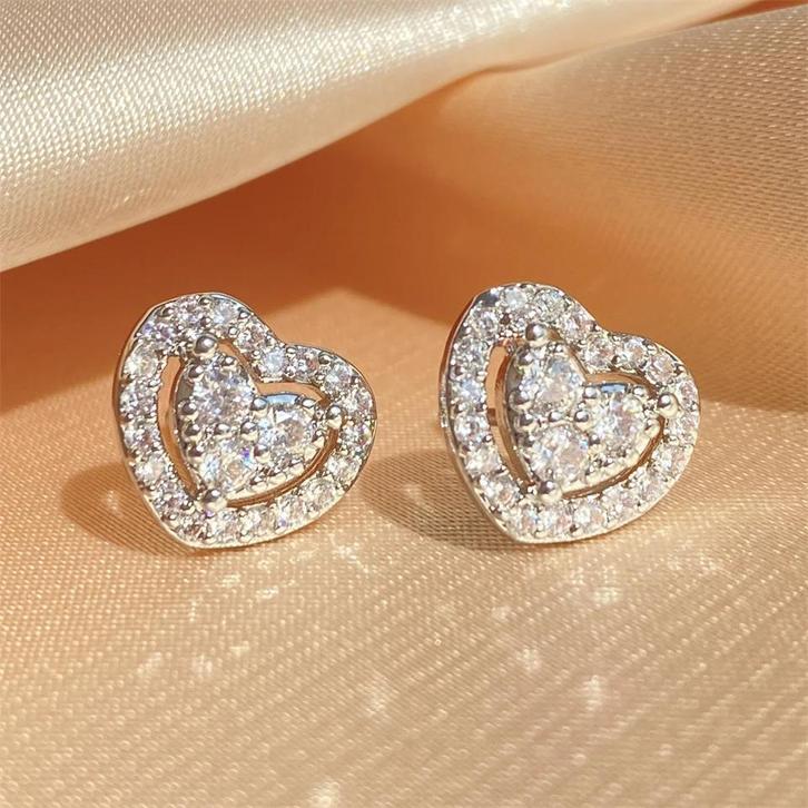Loving Heart Oorbellen – Sprankelende Zirkonia Meerdere Vari, Sieraden, Tassen en Uiterlijk, Oorbellen, Nieuw, Verzenden