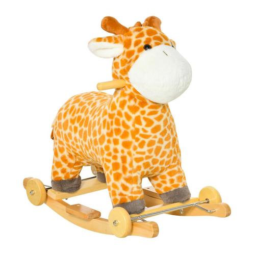 TRUUSK 2-IN-1 Schommelpaard Met Wielen Geel Omzetbaar Pluche, Kinderen en Baby's, Speelgoed | Hobbelfiguren, Nieuw, Verzenden