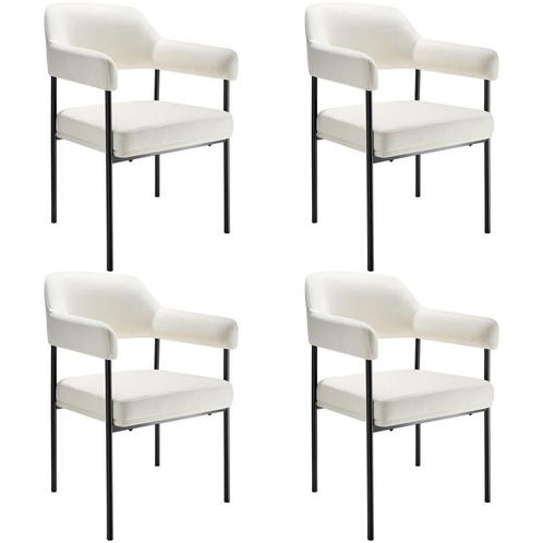 Eetkamerstoel Doé, gestoffeerd, stalen poten - Fluweellook o, Huis en Inrichting, Stoelen, Verzenden