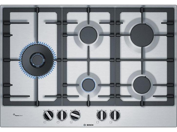 Bosch - Gas Kookplaat - Zilver, Witgoed en Apparatuur, Kookplaten, Gas, Nieuw, 5 kookzones of meer, Verzenden