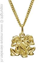 Gouden Apen horen zien zwijgen ketting hanger, Verzenden, Nieuw