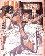 Spotprent over Duitse officieren die rollen stof bekijken, Antiek en Kunst, Verzenden