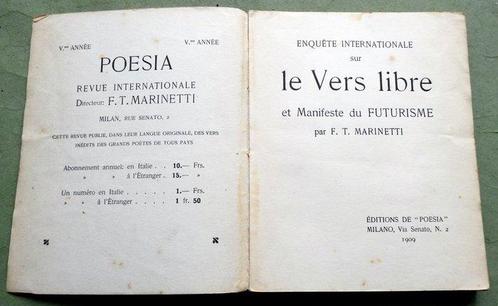 F.T. Marinetti - Enquête Internationale sur Le Vers Libre et, Antiek en Kunst, Antiek | Boeken en Bijbels