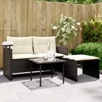 vidaXL 3-delige Loungeset met kussens poly rattan zwart, Verzenden, Nieuw, Rotan, Loungeset