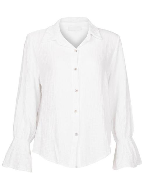 Blouse Wrinkled Wit, damestop met lange mouwen, Kleding | Dames, Tops, Verzenden
