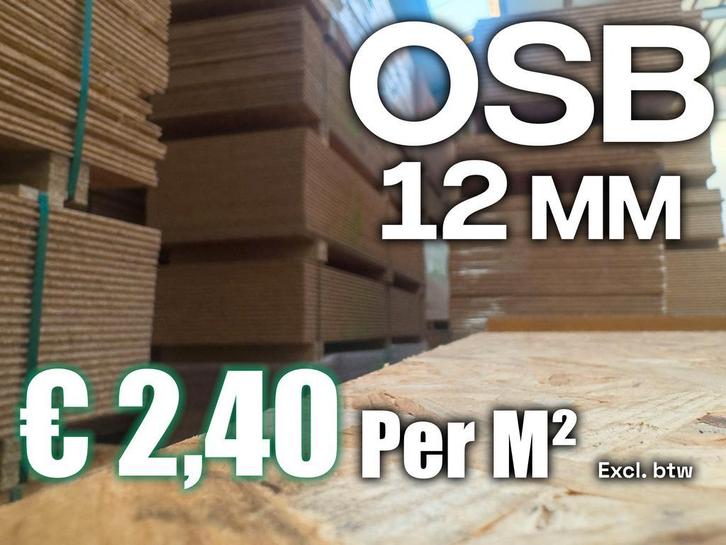 OSB platen met schoonheidsfoutje. 12mm € 2.40  per M² excl., Doe-het-zelf en Verbouw, Platen en Panelen, Minder dan 20 mm, Nieuw