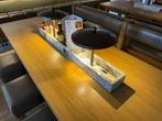 Hutten Houten Tafel met Leren Krukken en Bank - Vapiano, Ophalen of Verzenden, Gebruikt, Meubilair