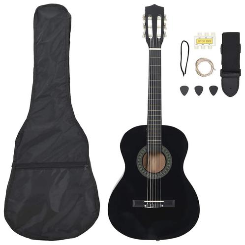 vidaXL 8-delige Gitaarset klassiek beginner 3/4 36 zwart, Muziek en Instrumenten, Snaarinstrumenten | Gitaren | Akoestisch, Nieuw