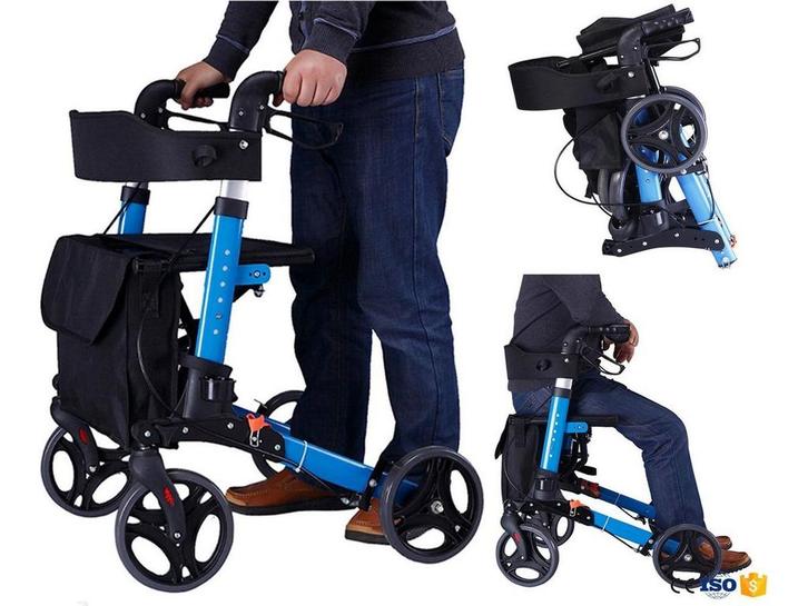 IMPAQT Rollator - Lichtgewicht 7,9 kg - Opvouwbaar - Blauw, Huis en Inrichting, Woonaccessoires | Overige, Zo goed als nieuw, Verzenden