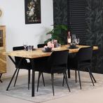 40% Korting: Industriële eettafel visgraat Hunter acaciahout, Huis en Inrichting, Tafels | Eettafels, Ophalen, Zo goed als nieuw
