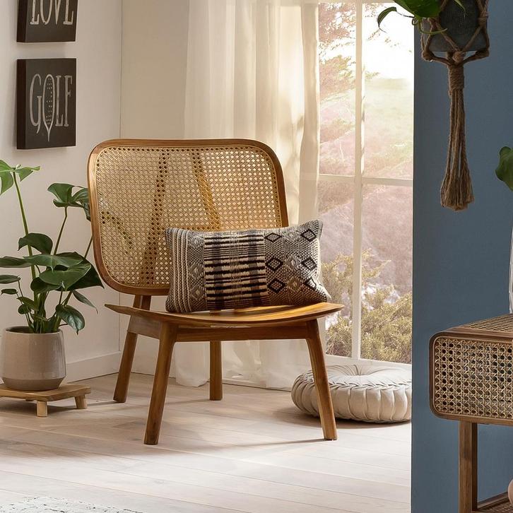 *WOONWINKEL* Fauteuil Teakhout En Rotan, Huis en Inrichting, Fauteuils, Nieuw, Verzenden