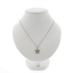 Platina ankerschakel ketting met diamant sterhanger; 0,16..., Sieraden, Tassen en Uiterlijk, Kettingen, Gebruikt, Overige kleuren